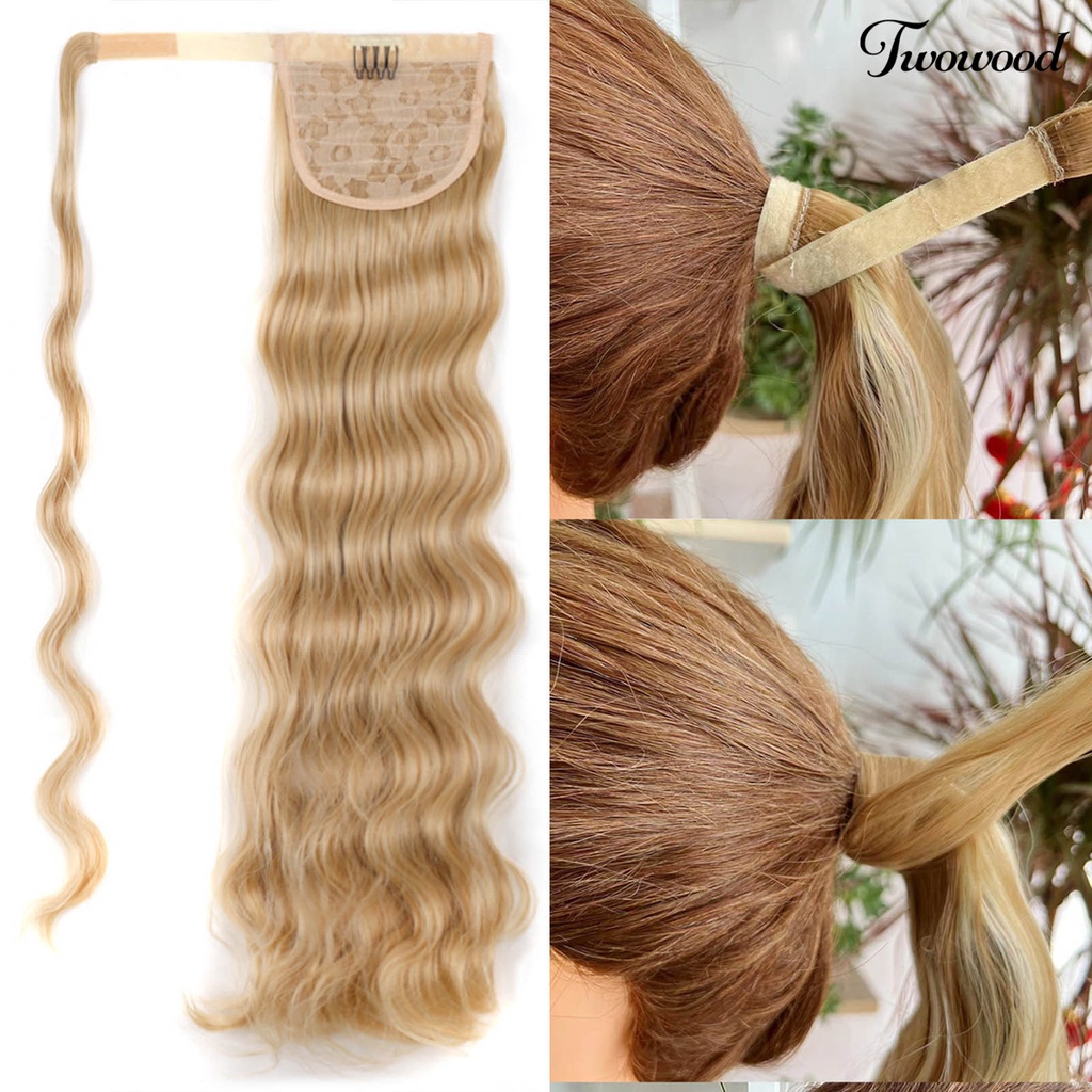 Twowood Wig Rambut Ponytail Bentuk Tahan Panas Non Simpul Curly Bungkus Palsu Ponytail Sopak Palsu Untuk Makeup