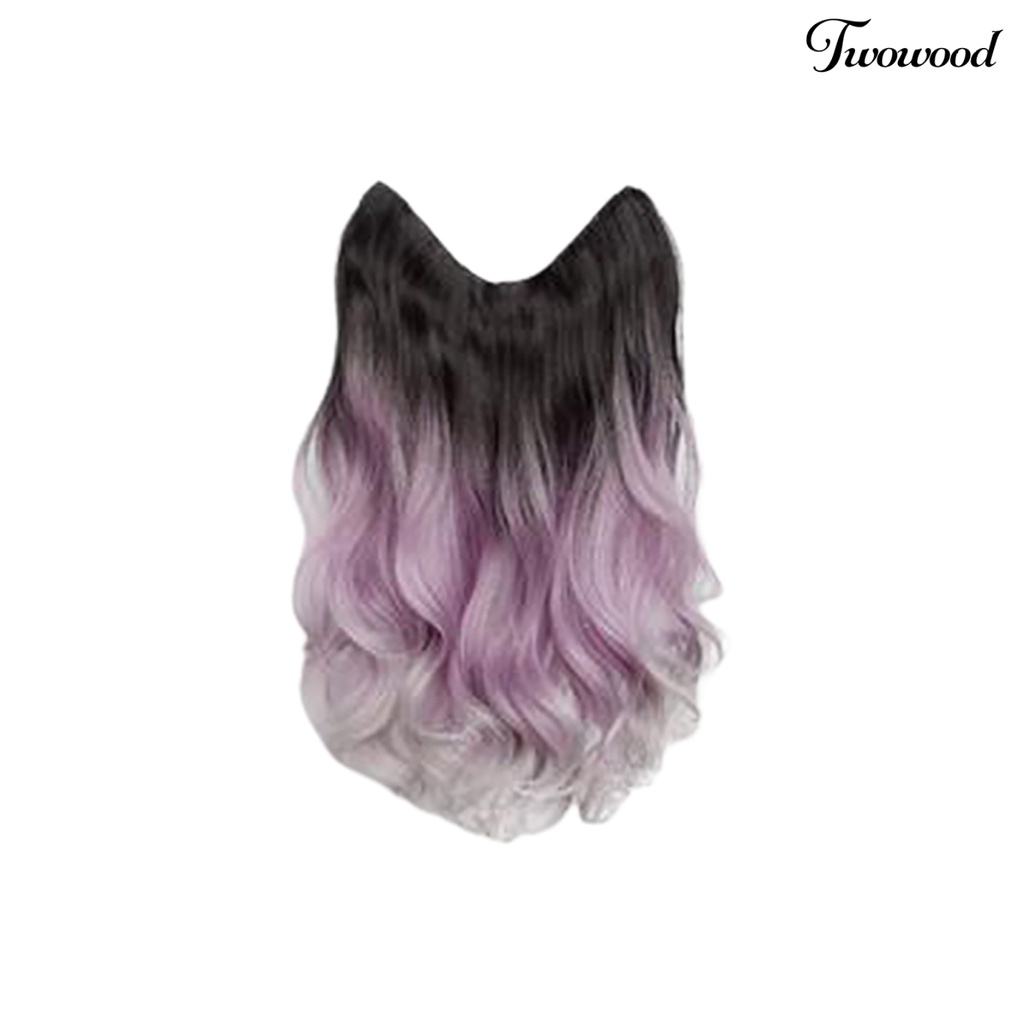 Twowood Wig piece Curly Lembut Berbulu Alami Pas Sempurna Desain Berbentuk U One-piece Ekstensi Berwarna Wig Gradasi Panjang Untuk Wanita