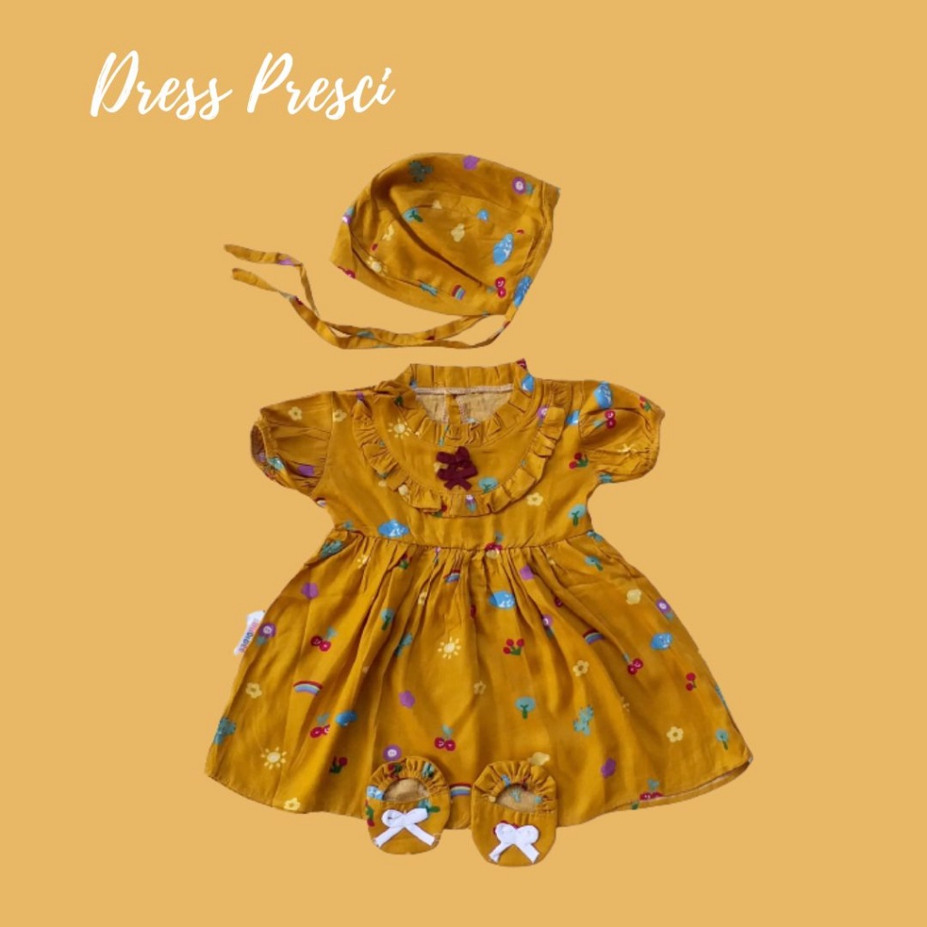 SALE 10.10 Plazababyku BBB DRESS PRESCI dress anak bayi dress anak perempuan motif polkadot free bonnet+sepatu