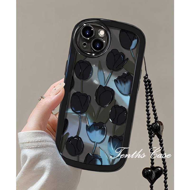 Untuk Huawei Y7P Y6P Y9 2019 Nova 10 9 Pro Y70 Y90 8i 7i 8 7 6 SE Y9s Mate 30 Pro Mata Besar Tulip Casing Ponsel Dengan Rantai