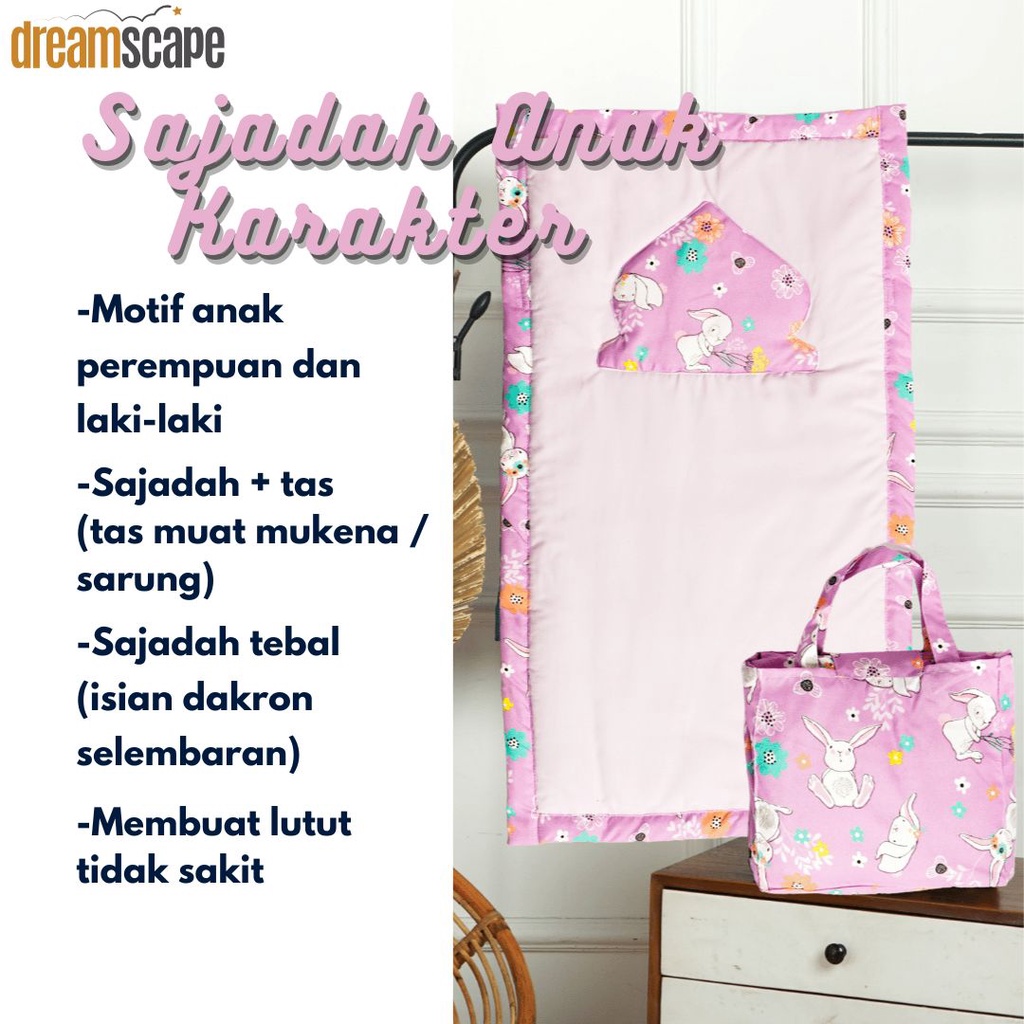 Sajadah Anak Tebal / Sajadah Anak Karakter + Tas 51x91