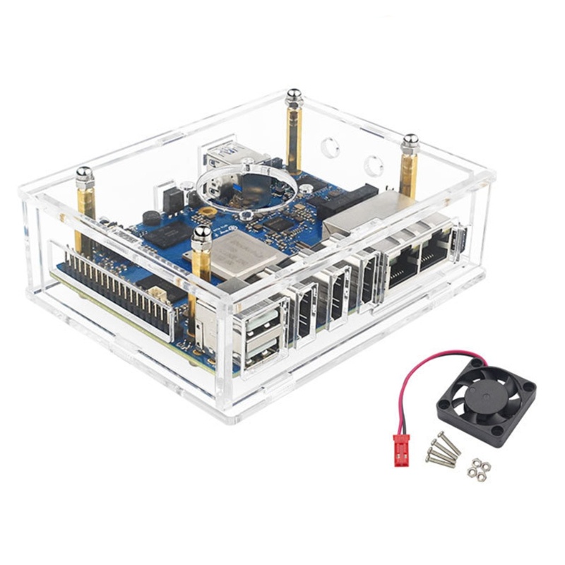 Case zzz-Untuk Orange Pi 5plus Shell- Akrilik Transparan-Kotak Untuk Orange Pi5 Plus Motherboard Cooling Fan Heatsink Pads