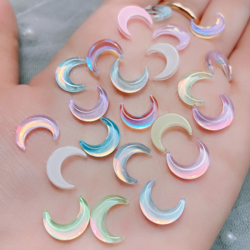 10pcs Moon 3D Nail Art Batu Kristal Akrilik Rhinestones Hati Bintang DIY Dekorasi