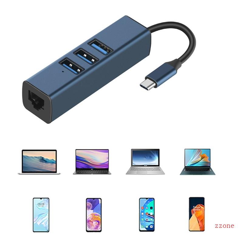 Zzz USB TypeC Ethernet USB to RJ45 Hub 100M Ethernet Adapter Card Dengan Driver Hub USB3 0 2 0 Gratis Untuk Laptop