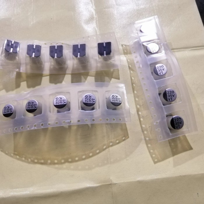 5 Buah 5Pcs Elco 220uf 35v SMD Kapasitor Elektrolit 8mm x 10mm 220 mikro 35 volt