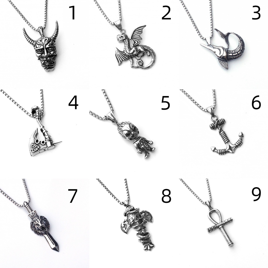 Topeng Tanduk Jangkar Monster Liontin Pria Kalung ，Kalung Alloy Hip Hop，kalung pria anime，kalung untuk pria