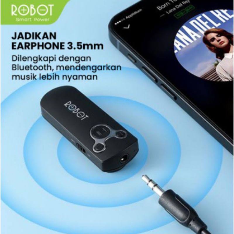 [ROBOT R10] AUDIO RECEIVER BLUETOOTH 5.0 HD SOUND AUDIO WITH AUX 3.5mm SAMBUNGAN BLUETOOTH HEADSET/ SPEAKER.