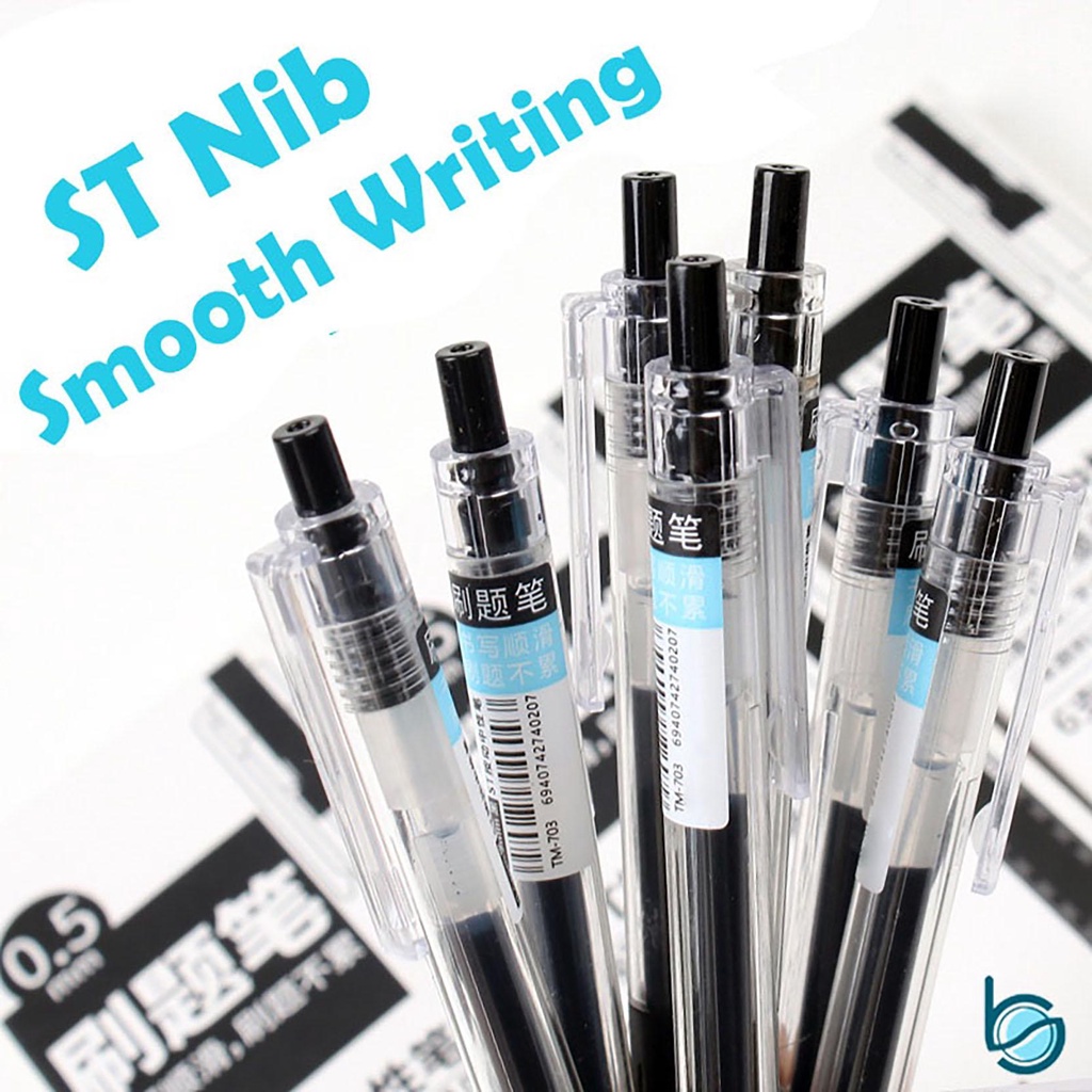 

Black Gel Pen 0.5mm Pen Pulpen Gel Retractable Tinta Hitam 0.5mm - Best Stationary