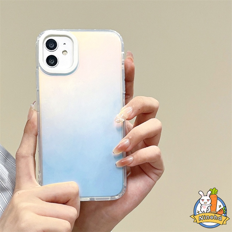 Casing iPhone Bling Gradasi Laser Matte Kompatibel Untuk Iphone14 13 12 11 Pro Max X Xr Xs Max8 7 Plus SE2020 Pelindung Lensa Kamera Transparan Shockproof Soft Case Cover Pelindung