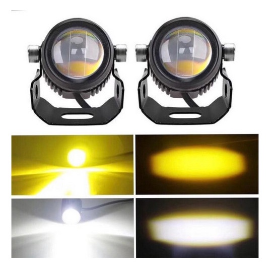 Lampu TEMBAK D2 Laser Mobil Motor 20watt 2 warna led mini putih kuning sorot hi low high bijian