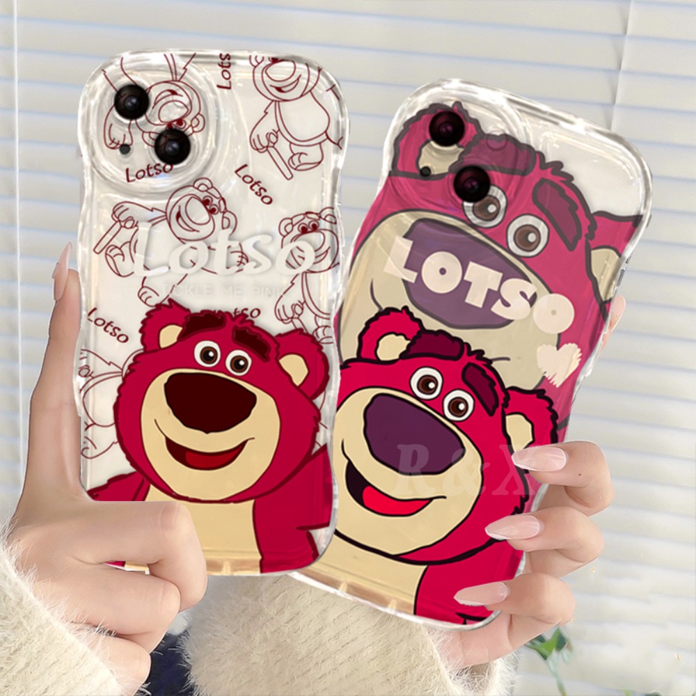 Casing Realme C53 C55 C33 C35 C30 C31 Realme 10 9i 8i 6i 5 7i C15 C25 C21Y C25Y C12 C1 C20 C3 C2 C1 Narzo 50 Wavy Edge Cartoon Manyo Strawberry Bear Transparan Soft Case RIXUAN