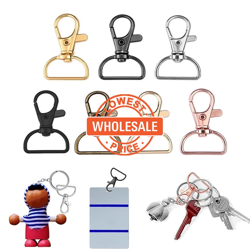 [HOT Sale] Gantungan Kunci Klip Dengan Cincin D Logam Putar Jepit DIY Aksesoris Lanyard Snap Hooks Lobster Claw Clasps Spring Clasp Untuk Gantungan Kunci Tas Membuat Perhiasan Kerajinan Jahit