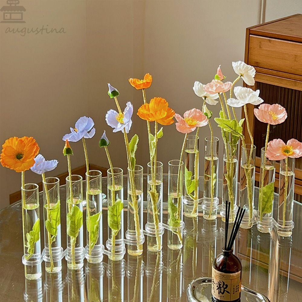 Vas Agustina Kreatif Bening Bunga Art Tabung Dekorasi Rumah Rangkaian Bunga Wadah Hidroponik