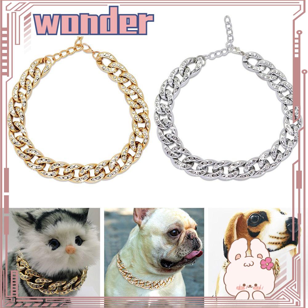 Wonder Dogs Berlian Imitasi Kerah Aksesoris Kucing Mutiara Adjustable Kristal Berlian