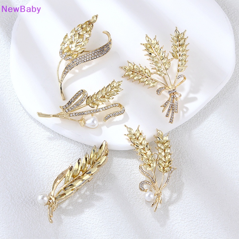Newbaby Golden Ear Of Wheat Bros Wanita Halus Berlian Imitasi Gandum Telinga Bros Kerah Pin Jas Bros Perhiasan ID
