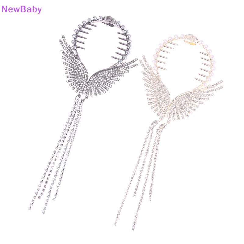 Newbaby Elegan Berlian Imitasi Rumbai Klip Cakar Untuk Wanita Fashion Butterfly Wing Hair Clip ID