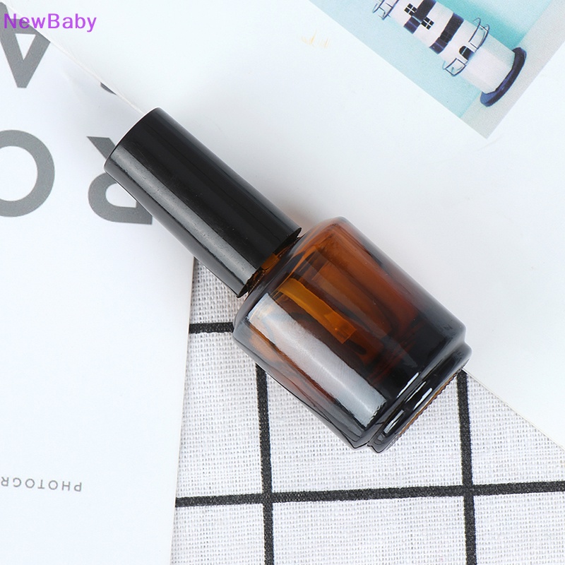 Newbaby Botol Kutek Kosong 15ml Kaca Coklat Dengan Kuas Untuk Isi manicure tools ID