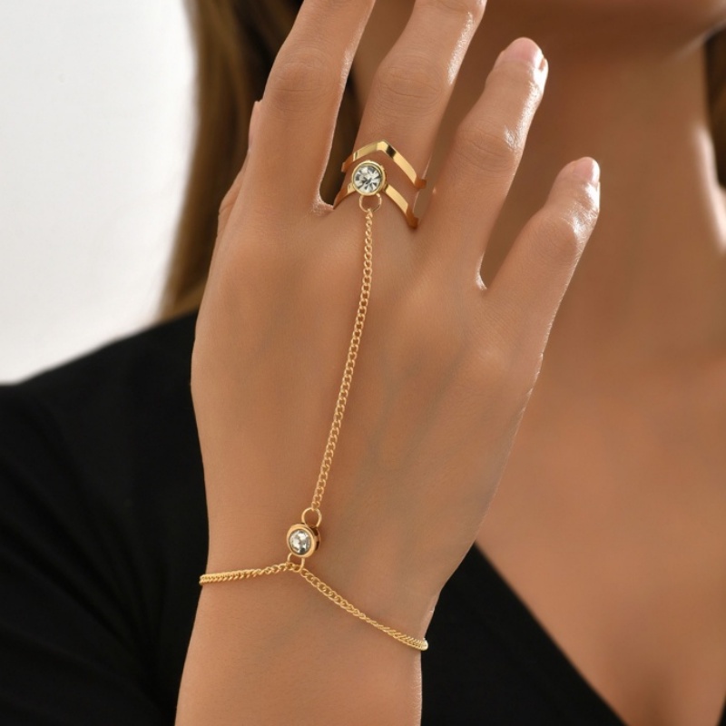 Panah Bentuk Dengan Berlian Imitasi One-Piece Gelang Cincin Set/ Berongga Keluar Terbuka Cincin/ Neo-Gotik Wanita Fashion Perhiasan Hadiah