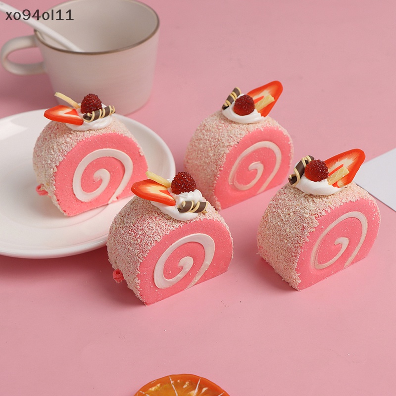 Xo Krim Simulasi Swiss Roll Buah Buatan Kue Manusia Hidup Palsu Miniatur Makanan OL