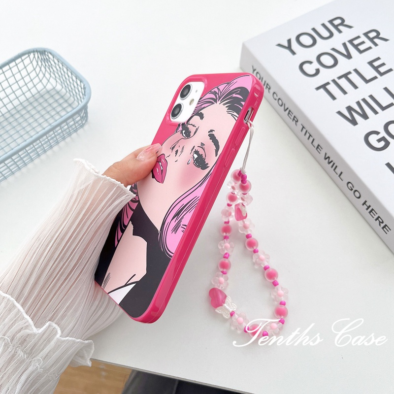 IPHONE Kompatibel Untuk Iphone14 13 12 11 Pro Max X XR Xs Max8 7 6 6s Plus Se2020Sarung Tahan Guncangan Gaya Manis Dan Keren Fashion Girl Pattern Phone Case Dengan Lanyard