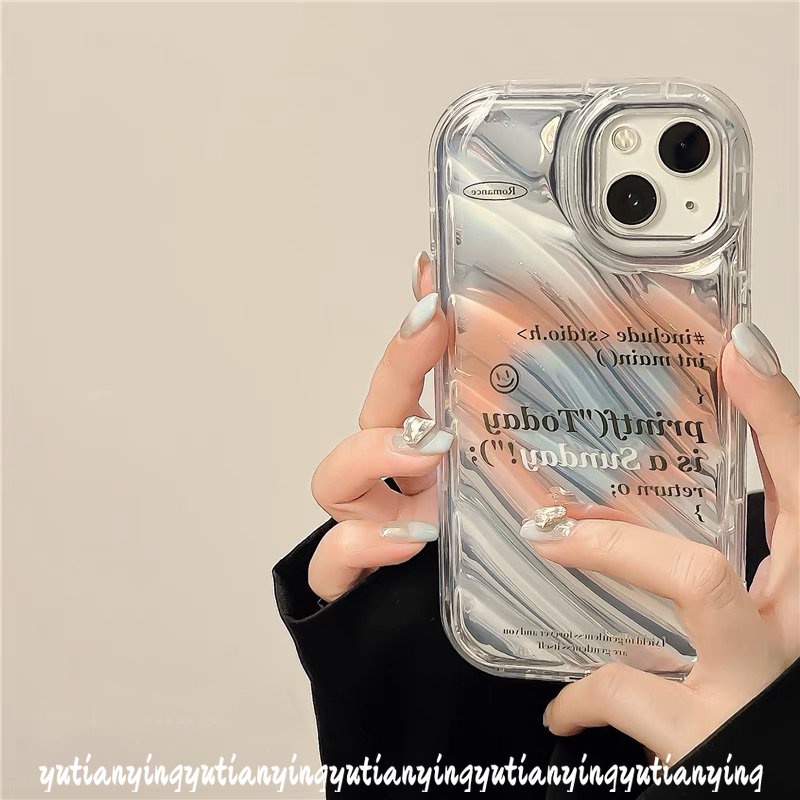 IPHONE Case Kartu Laser Hati Cinta Kompatibel Untuk Iphone11 12 14 13 Pro MAX XR X XS MAX 7plus7 8 6 6S Plus SE 2020 Kreatif Sederhana Huruf Smile Gradasi 3D Stereo Korgasi Soft Cover