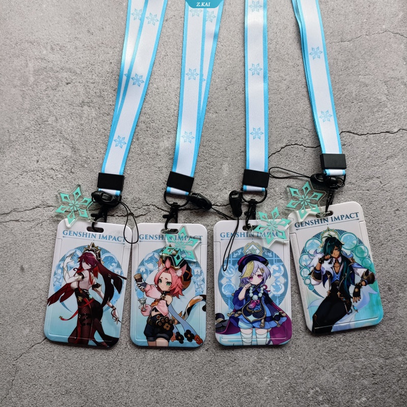 Genshin Impact Yae Miko Ganyu Kamisato Ayato Zhongli Kartun Anime Cute Student Meal Card Holder Kartu Bank Kartu Bus Keamanan Case [ZK]