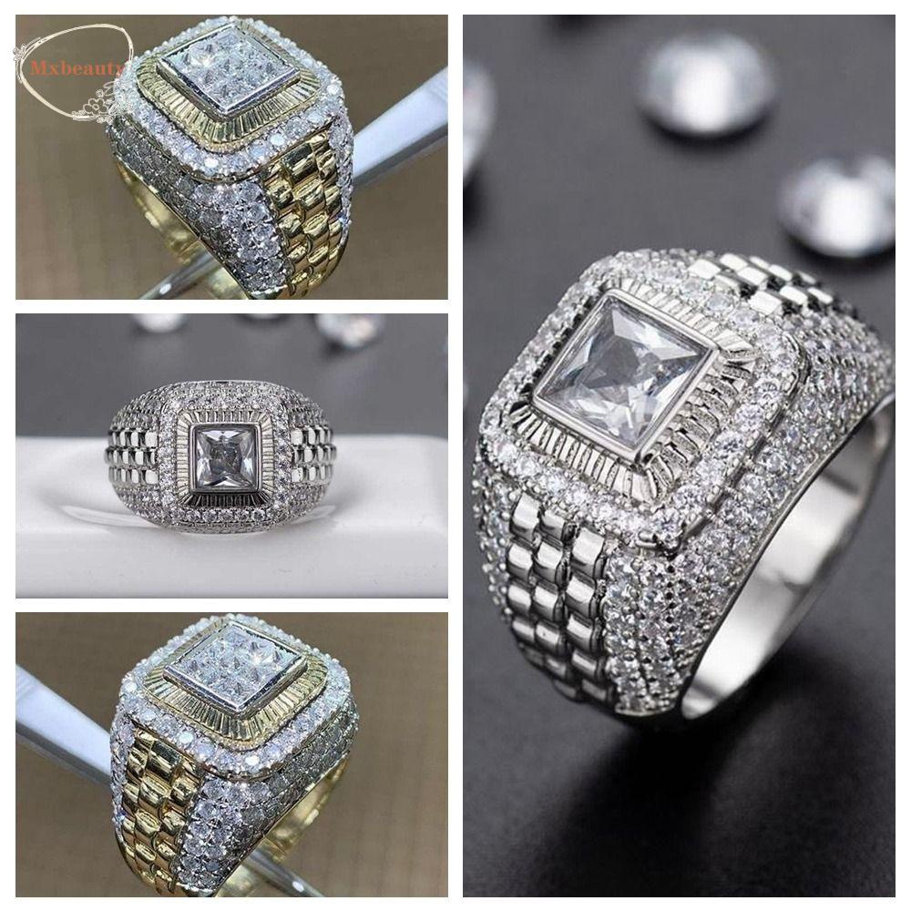 Mxbeauty Pria Cincin Emas Kepribadian Trendi Hadiah Ulang Tahun Cincin Jari Beberapa Ukuran Paduan Vintage Gaya Korea Ring