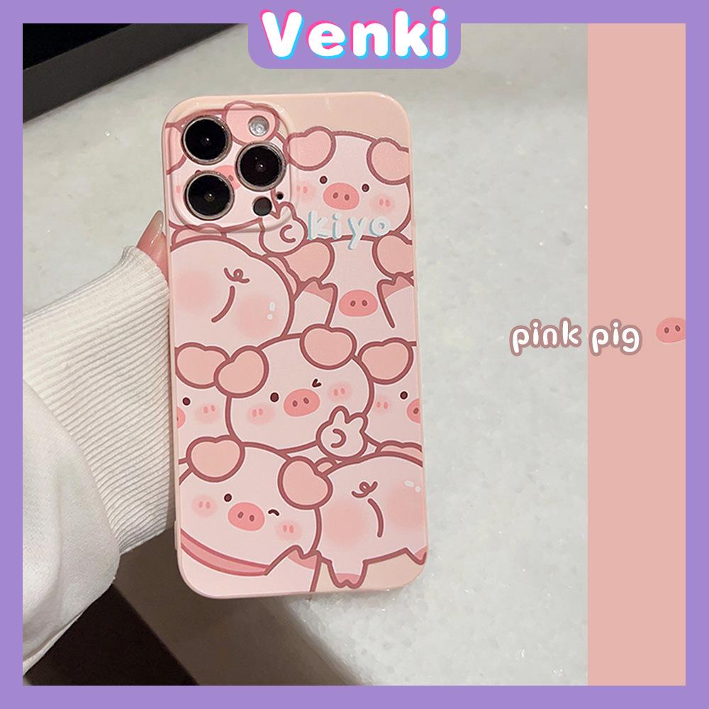 Venki - Untuk Iphone11 iPhone Case Pink Glossy Film TPU Lembut Shockproof Fase Penutup Perlindungan Cute Pink Piggy Kompatibel Dengan Iphone14 13 Pro max 12 Pro max xr xs max 7Plus 8Plus