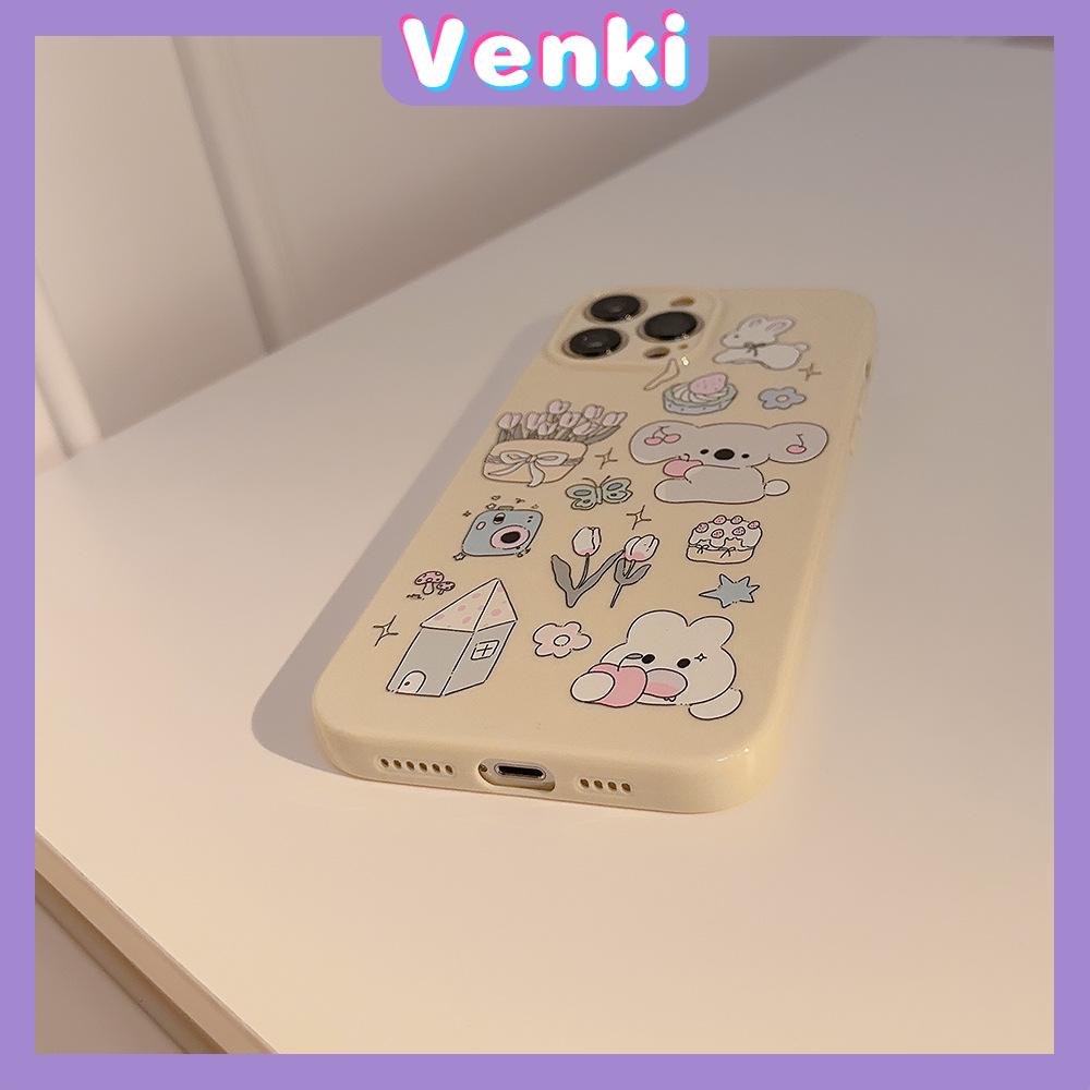 Venki - Untuk Iphone11 iPhone Case Cream Glossy Film TPU Lembut Shockproof Fase Penutup Perlindungan Cute Koala Park Kompatibel Dengan Iphone14 13 Pro max 12 Pro max xr xs max 7Plus 8Plus