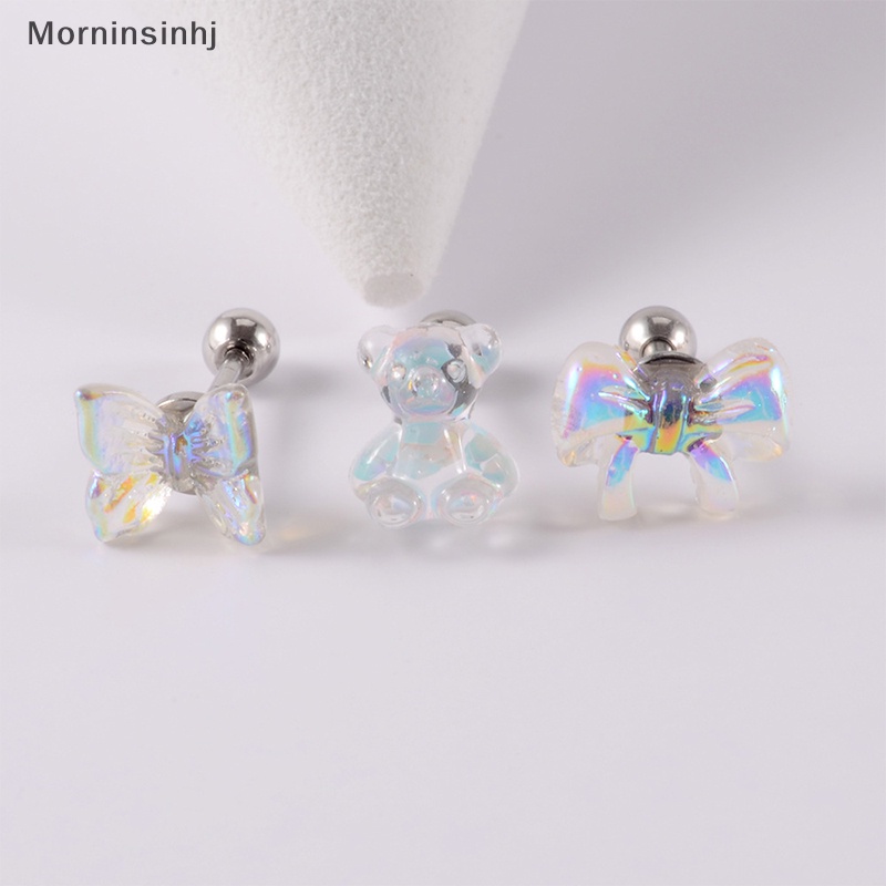 Mornin 1pcs Fashion Kupu-Kupu Beruang Ikatan Simpul Anting Telinga Tulang Kuku Untuk Wanita Tulang Rawan Anting Spiral Stud Earring Tubuh Perhiasan Hadiah id