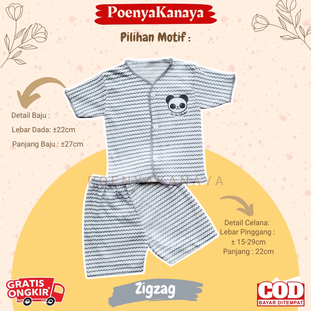 Setelan Baju Bayi Piyama Bayi Pendek Kancing PANDA 0-3 Bulan STL23