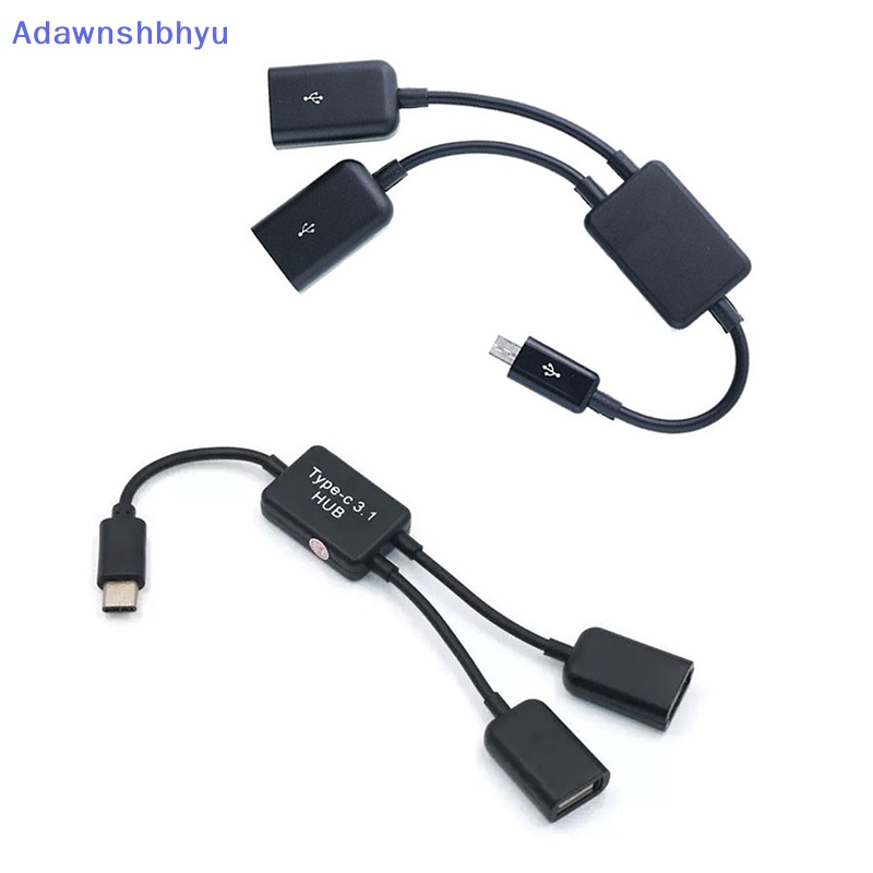 Adhyu Micro USB/Type C to 2kabel OTG Dual Port HUB Y Splitter Untuk tablet PC Android Adapter Converter ID