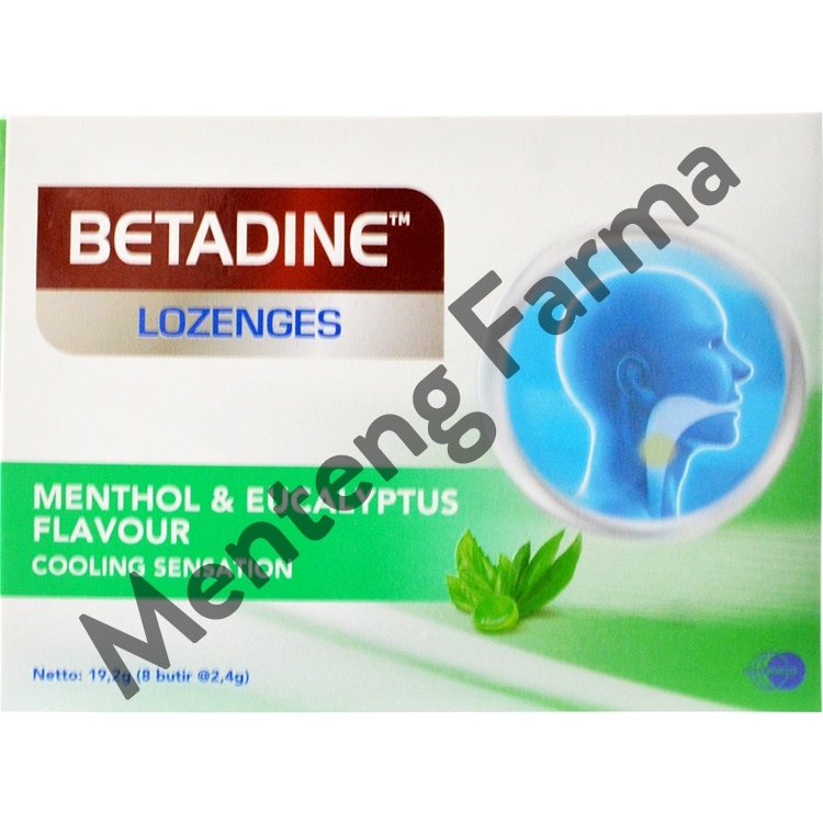 Betadine Lozenges Menthol &amp; Eucalyptus 8 Butir - Tablet Hisap Antiseptik