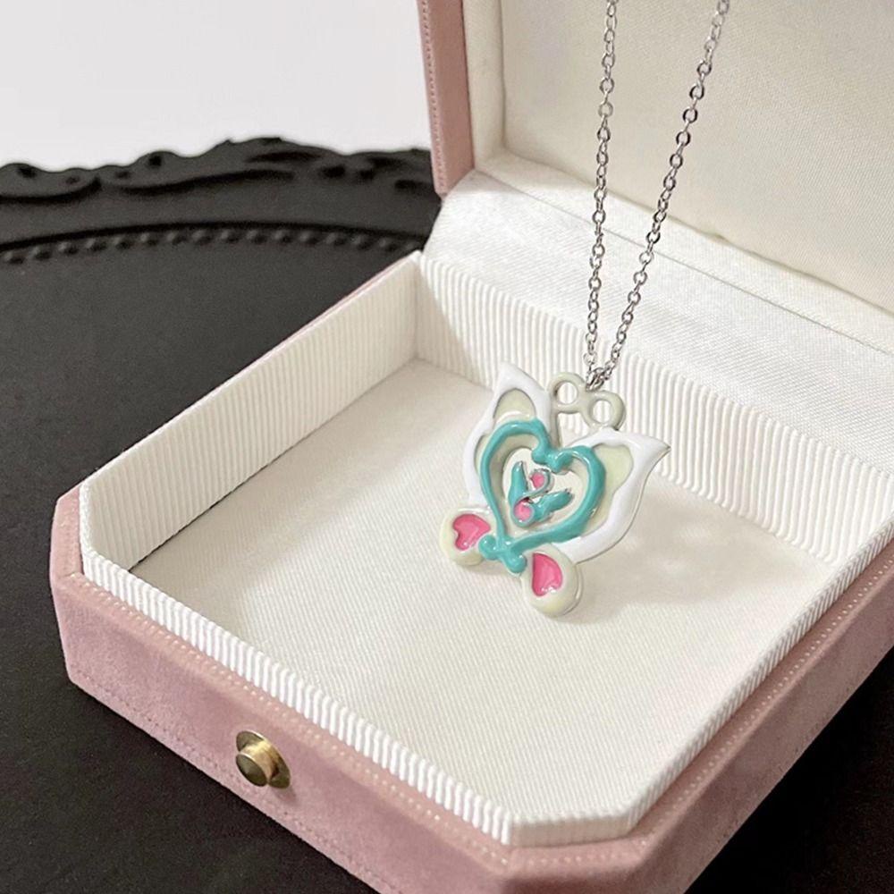 Mxbeauty Y2k Kalung Rantai Klavikula Peri Emas Perak Pink Alloy Butterfly Pendent Necklace Untuk Hadiah Gadis