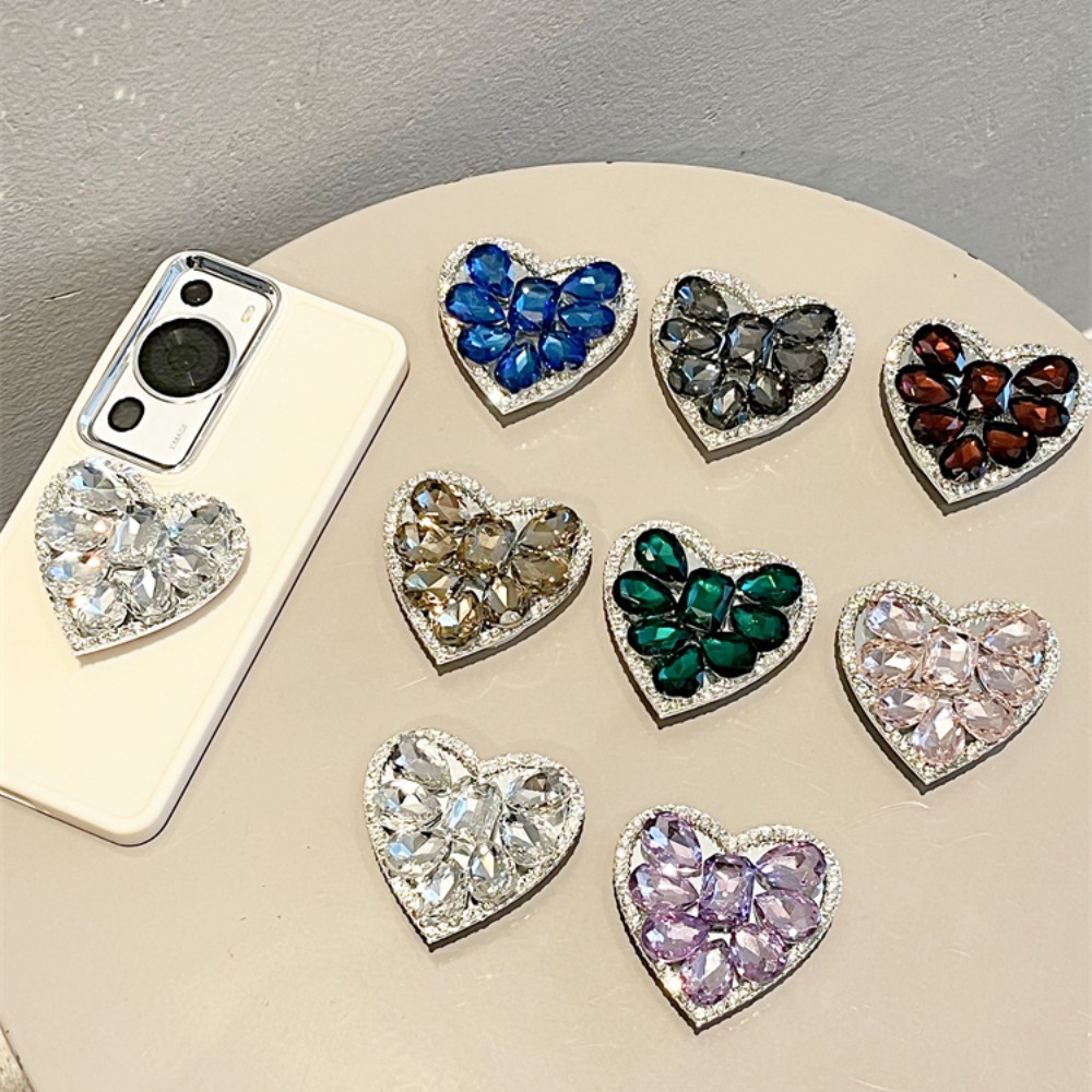 Phone Holder Bentuk Hati Dengan Batu Permata Mewah Untuk Casing iPhone Samsung