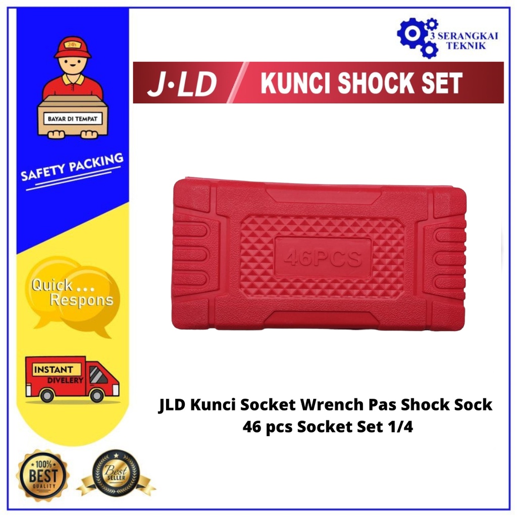 JLD Kunci Socket Wrench Pas Sok Shock Sock 46 pcs Socket Set 1/4