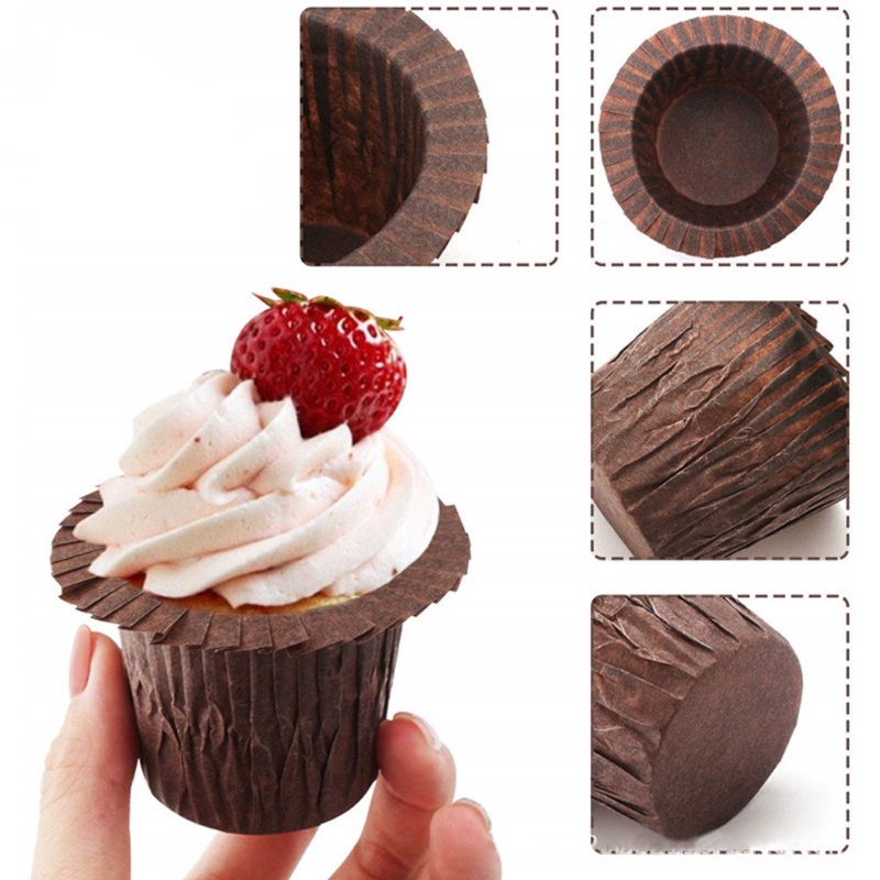 [Fitur] Paper Tray Pembuat Muffin Anti Lengket/Pembungkus Dessert Ulang Tahun Pernikahan/Top Hat Shaped Baking Cup/Oil-proof Cake DIY Liner Cups/Cetakan Bakeware Tahan Panas