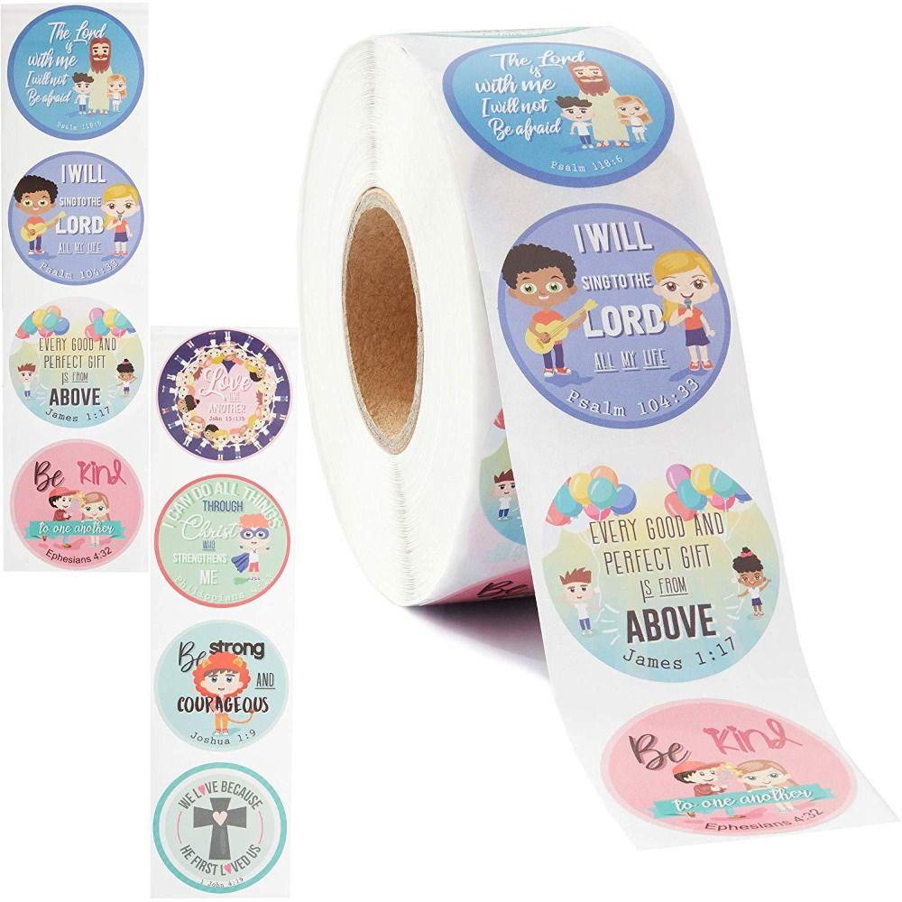 Populer Stiker Kristen8 Desain Bentuk Bulat Stiker Ayat Alkitab Religi Untuk Anak