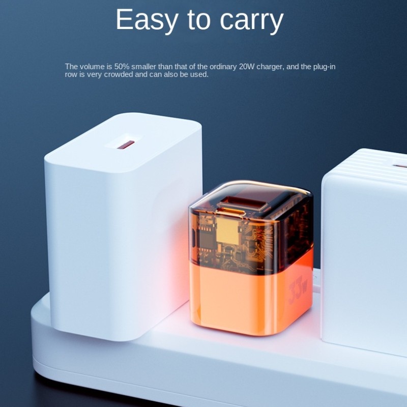 Pd 33W Fast Charging Charger A+C Semi Transparan Gallium Nitride Kepala Pengisian Cepat American Standard Plug