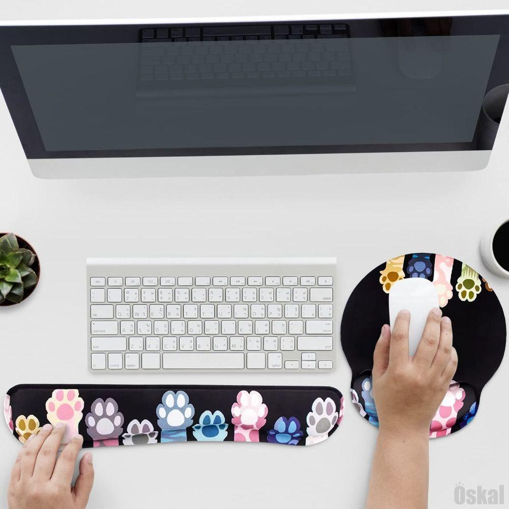 Populer Mouse Pad 2in1 Cat Paws Ergonomic Colorful Wrist Support Untuk Mengetik Dan Pereda Sakit