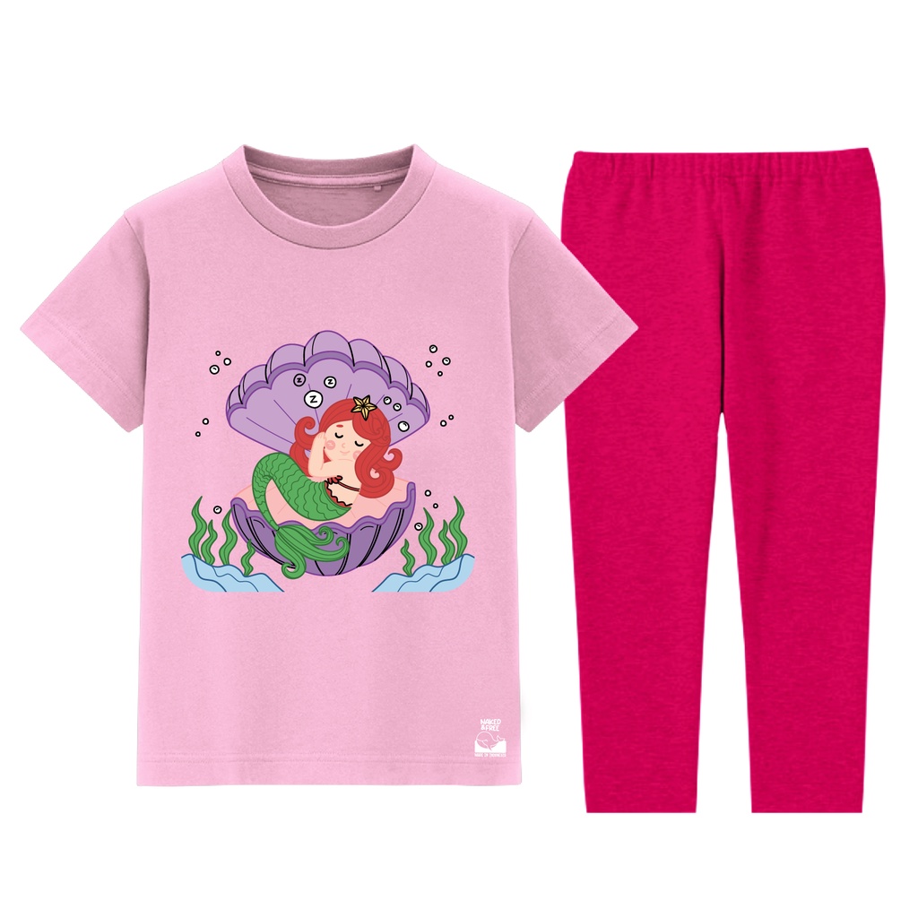 Piyama Lengan Pendek Mermaid Sleep Series Untuk Usia 2-8 Tahun Bahan Katun Combed 30s Premium