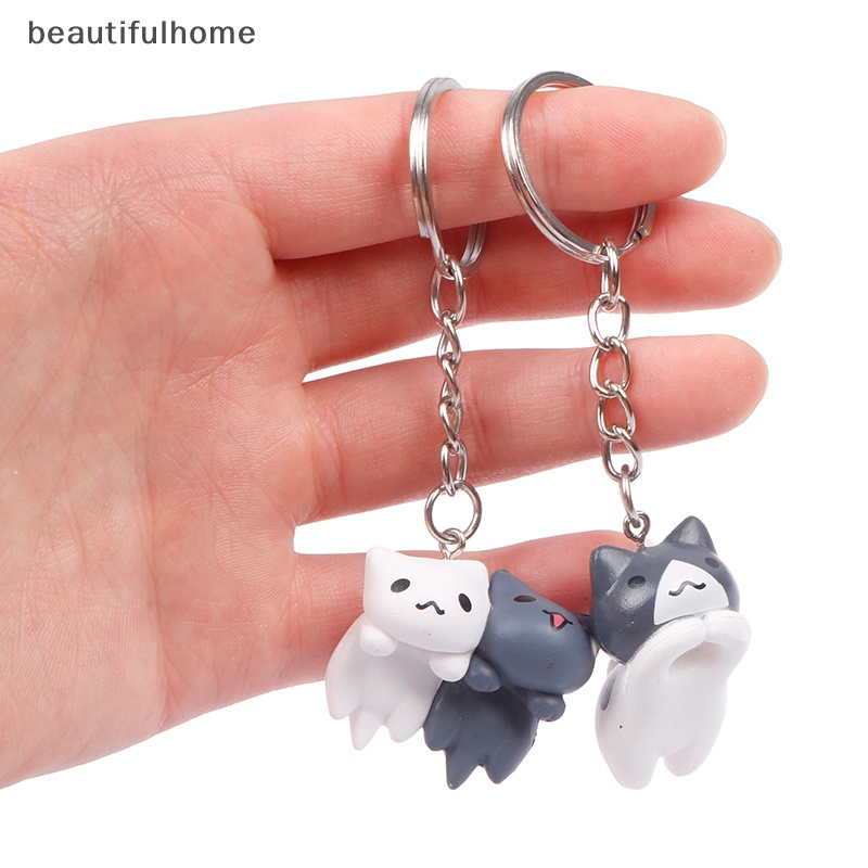 {beautifulhome} Gantungan Kunci Kucing Keberuntungan Kartun Yang Indah Wanita Pria Kitten Car Keychain Fashion Keyring.