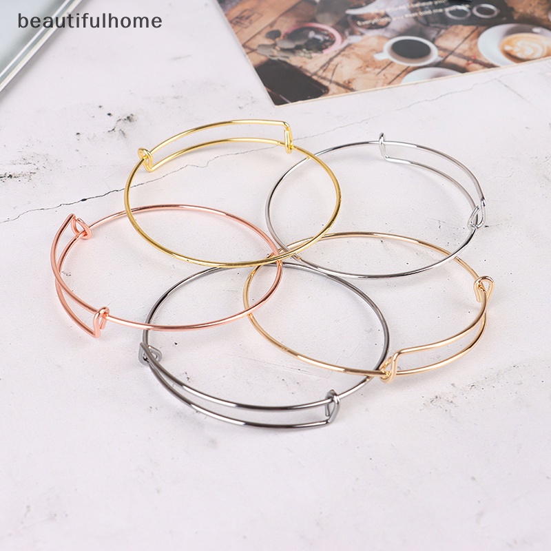 {beautifulhome} 10pcs /set Gelang Kawat Expandable Bangles Untuk Wanita 65mm Membuat Perhiasan DIY.