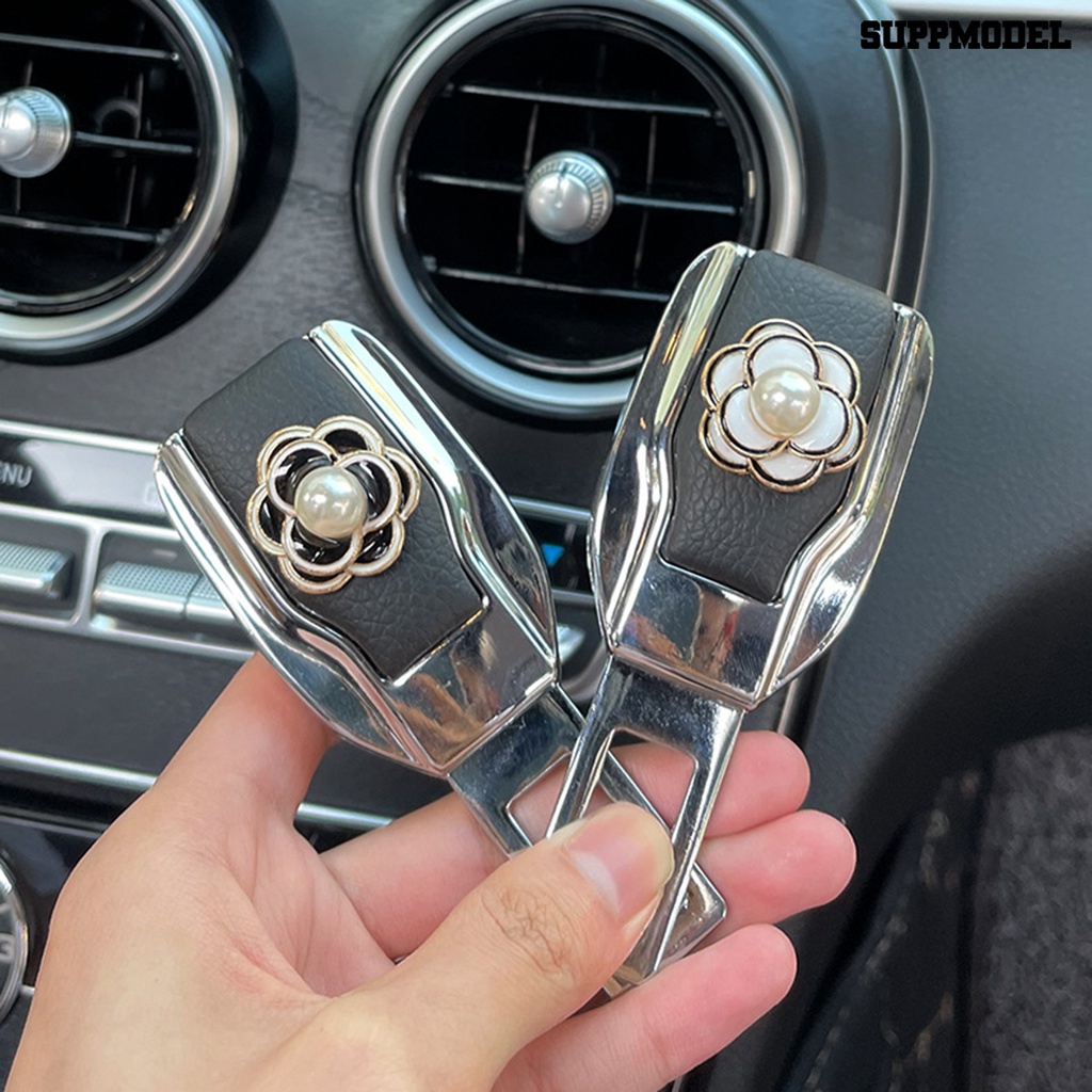 [SM]Light Mewah Klip Sabuk Pengaman Mobil Berlian Imitasi Busur Mutiara Imitasi Camelia Universal Seat Belt Extender Gesper Plug Perlengkapan Kendaraan