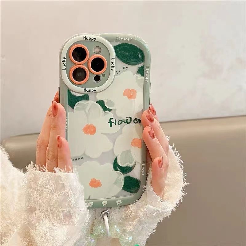 Same style as star Ins Wind Pretty Green Sunflower Soft Case iPhone 11 12 13 14 Pro Max New Puff Casing Apple for women girls Gift