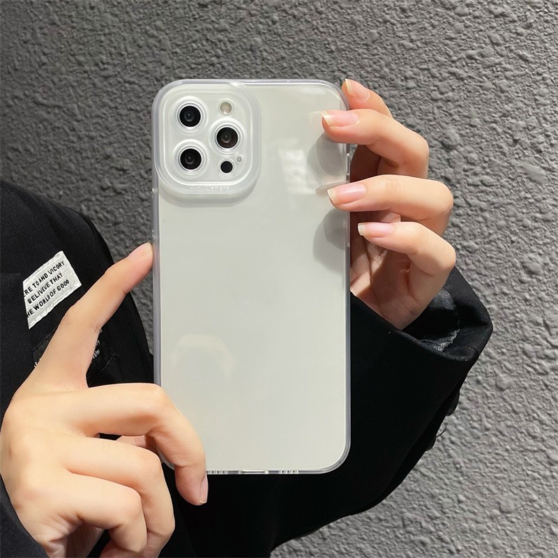IPHONE Casing Ponsel Transparan TPU Fashion Untuk Iphone11 12 13 14 Pro Max14 Plus12 13 Pro max Soft Shell Tepi Lurus Matte Shockproof Cover