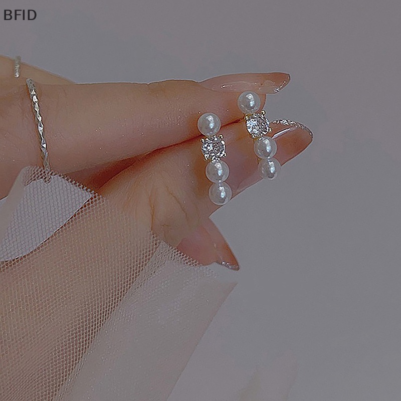 [BFID] 1pasang Anting Tusuk Mutiara Zirkon Ringan Telinga Vintage Untuk Wanita Gaya Korea Fashion Ear Stud Pesta Perhiasan Natal [ID]