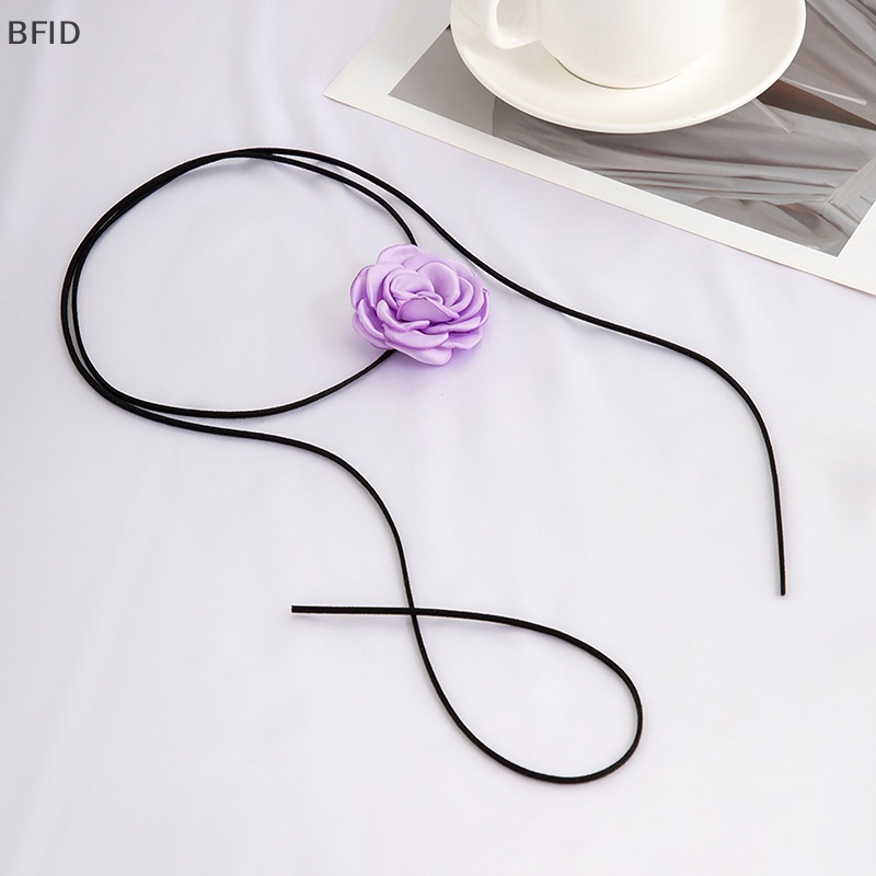 [BFID] 1pc Kalung Choker Bunga Mawar Untuk Wanita Rantai Tali Simpul Ikatan Simpul Adjustable [ID]