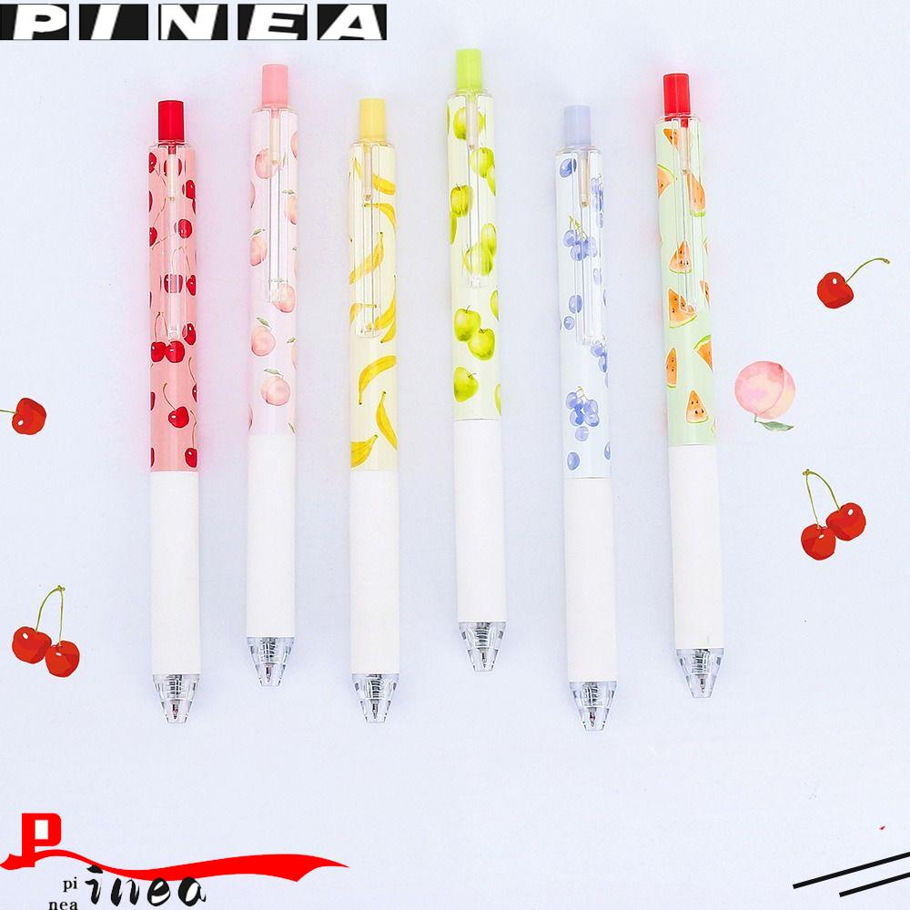 Nanas 6PCS /Set Gel Pulpen Kartun Buah-Buahan Bau Tekan Type Signature Pen