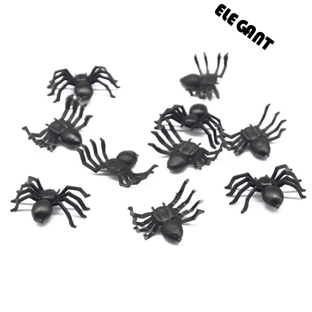 [Elegan] Horror Hitam Spider Dekorasi Rumah Plastik Hitam Mainan Rumit Laba Palsu Simulasi Spider Perlengkapan Dekorasi Bercanda Mainan Halloween Prank Props